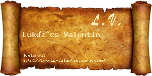Lukács Valentin névjegykártya